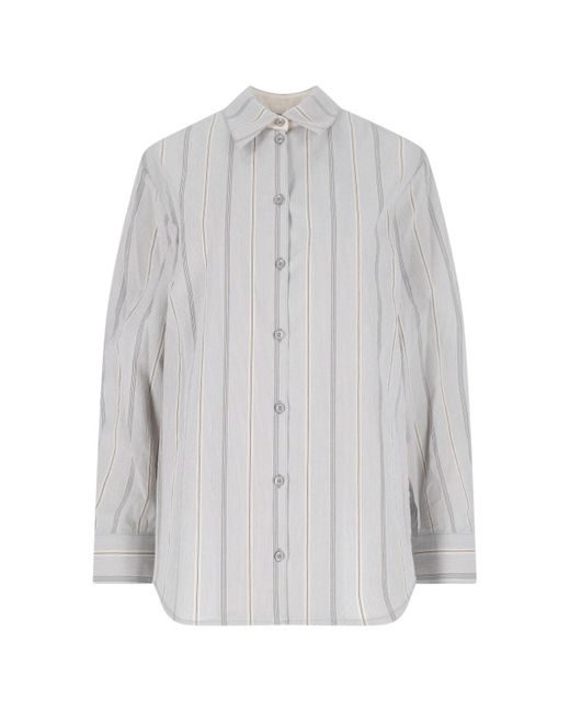 Camicia A Righe di Low Classic in Gray