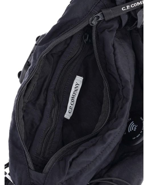 C P Company Black Belt Bag "Nylon B Lens" for men