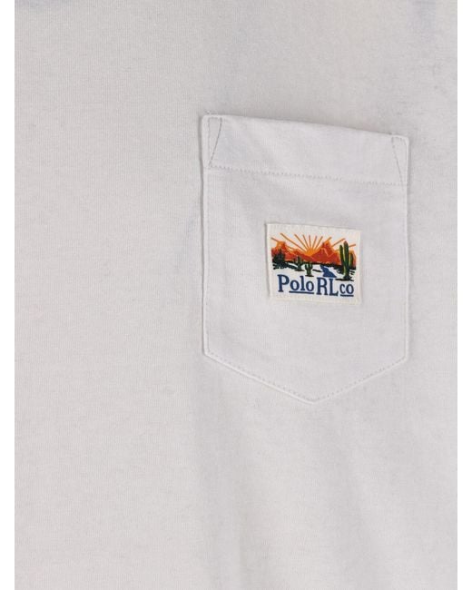 Polo Ralph Lauren White Cotton Pocket T-Shirt for men