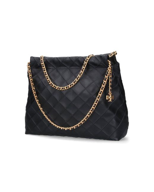 Borsa Hobo Grande "Fleming" di Tory Burch in Black