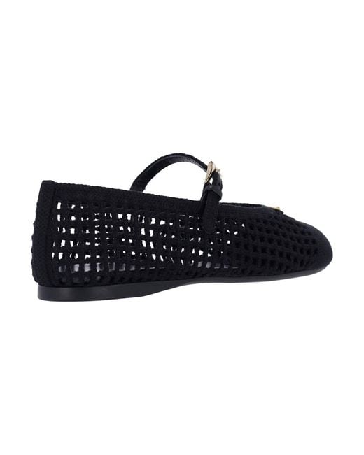 Prada Black Logo Mesh Ballet Flats