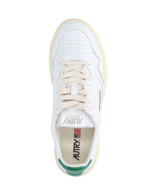 Autry White Medalist Leather Low-Top Sneakers for men