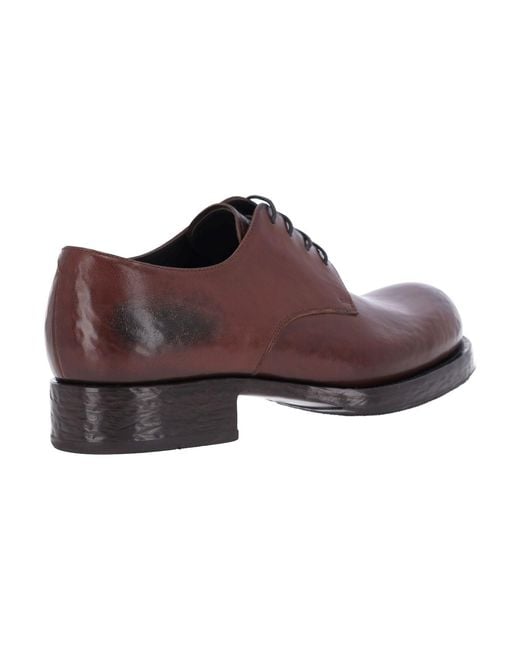 Prada Brown Leather Derby Shoes for men