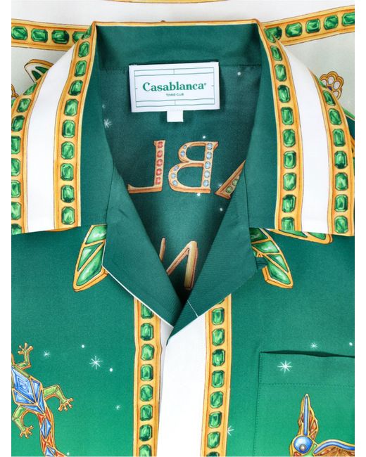 Camicia In Seta "Joyaux D'afrique" di Casablancabrand in Green da Uomo