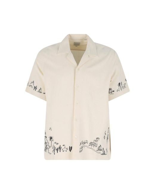 Paul Smith White Relaxed Fit Bowling Embroidered Shirt for men