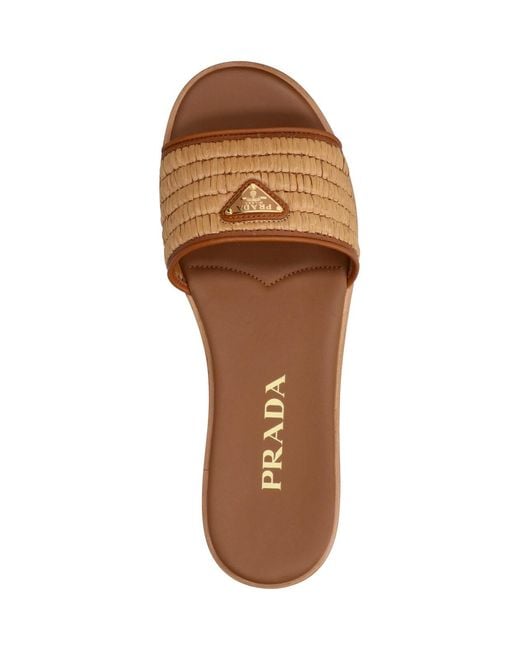Prada White Raffia Logo Sandals
