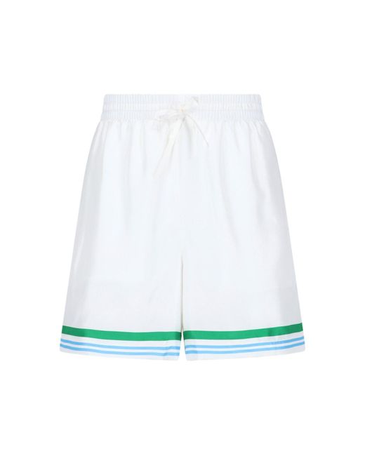 Casablancabrand White 'le Jen Coloré' Silk Shorts for men