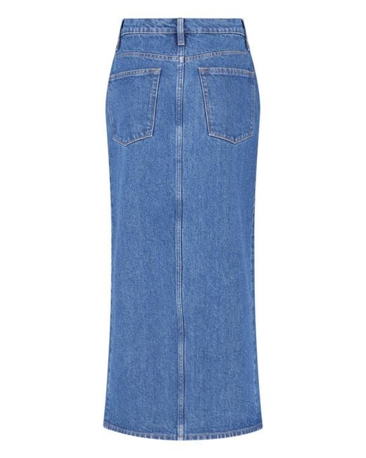 Jil Sander Blue Midi Front Slit Denim Skirt