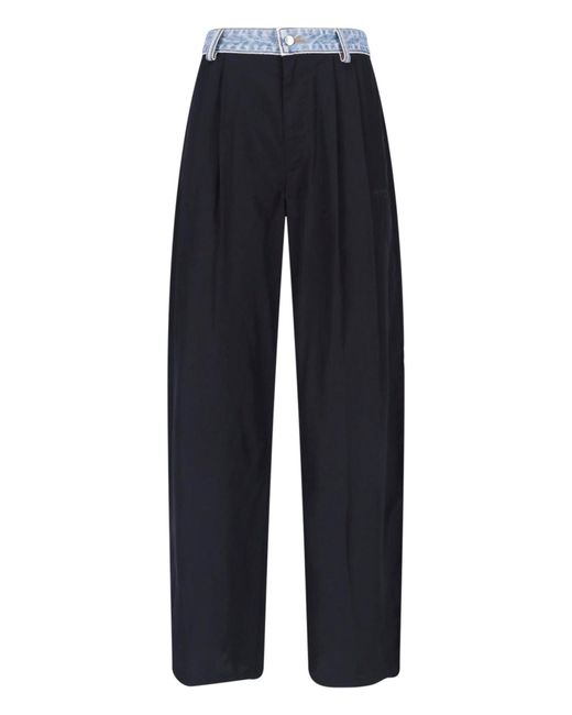 Alexander Wang Blue Denim Waistband Straight Leg Trousers