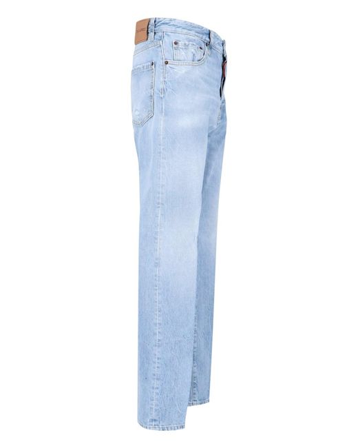 DSquared² Blue Light Straight-Cut Denim Logo Jeans for men