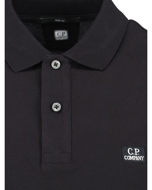 C P Company Black "stretch Piquet" Slim Polo Shirt for men