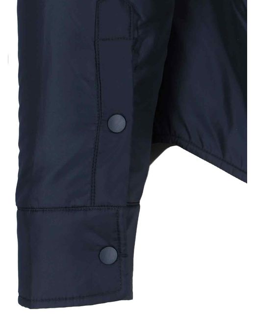 Aspesi Blue Water-Repellent Nylon Shirt for men