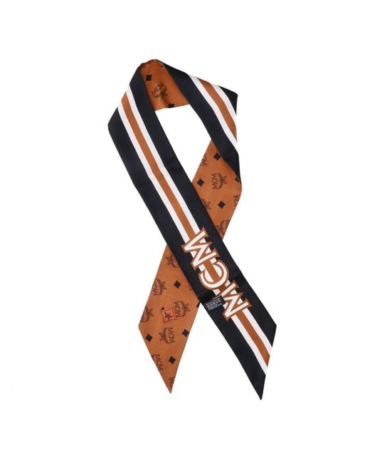 MCM Brown Silk Scarf For