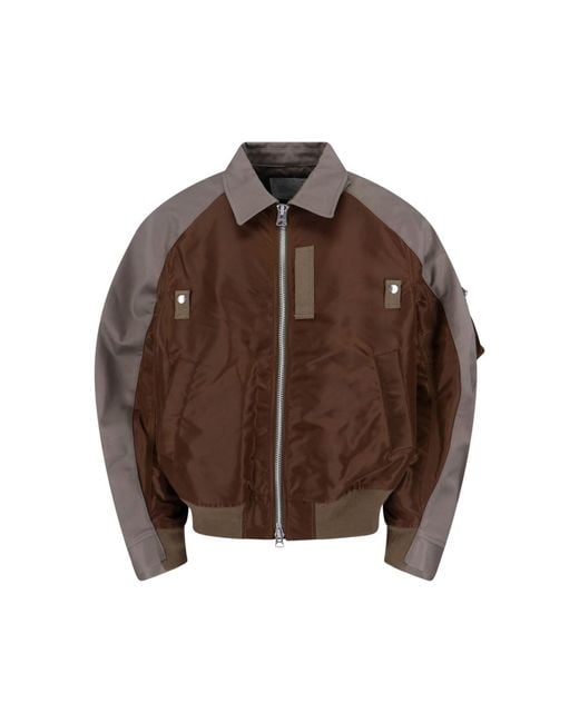 Sacai Brown Structured Jacket With Classic Front Closure for men