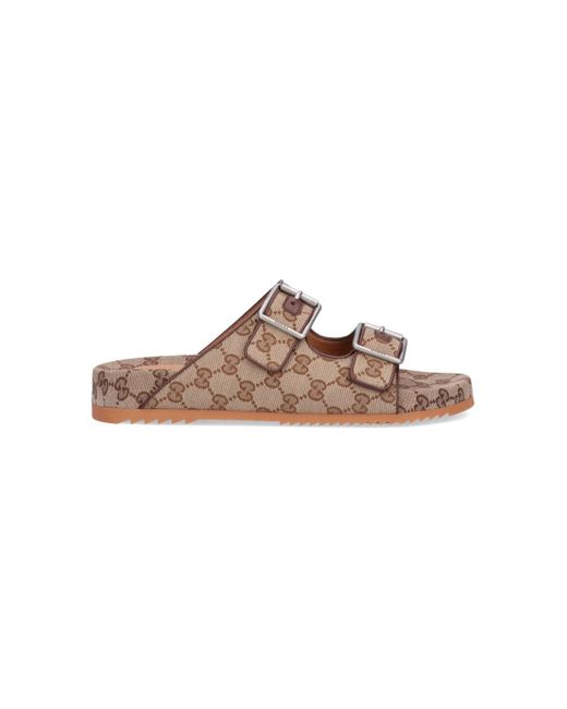 Gucci 'Gg' Slider Sandals in Brown for Men | Lyst