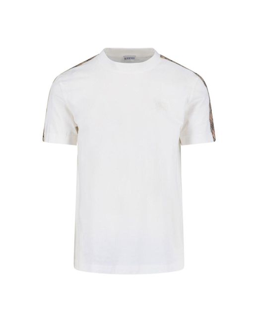 Burberry White Check Crew Neck T-Shirt for men
