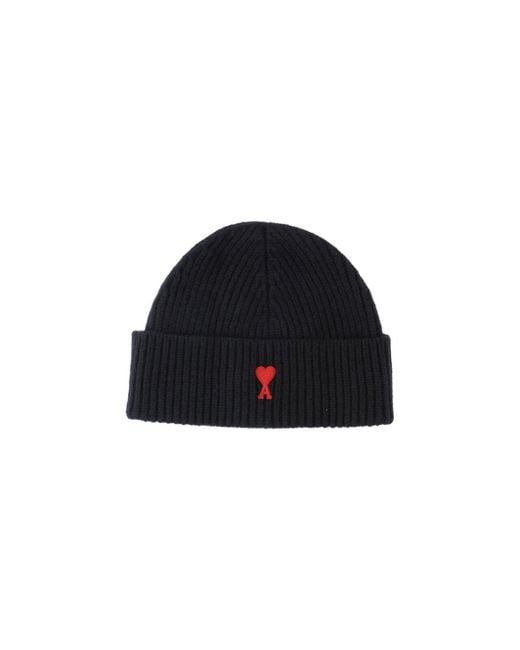 AMI Blue Wool Logo Beanie