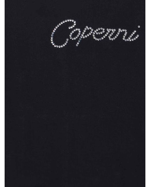 Coperni Black Organic Cotton Rhinestone Logo T-Shirt