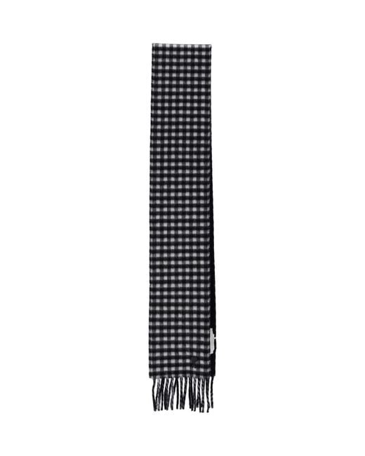 AMI White Plaid Wool Scarf
