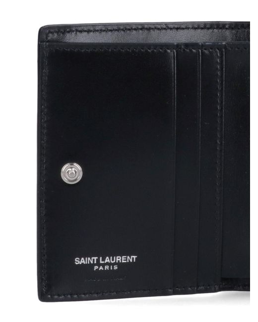 Saint Laurent Black Zip Logo Card Holder for men