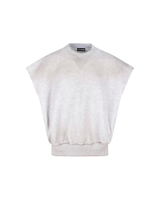 Cultura White Printed Cotton Sweatshirt for men