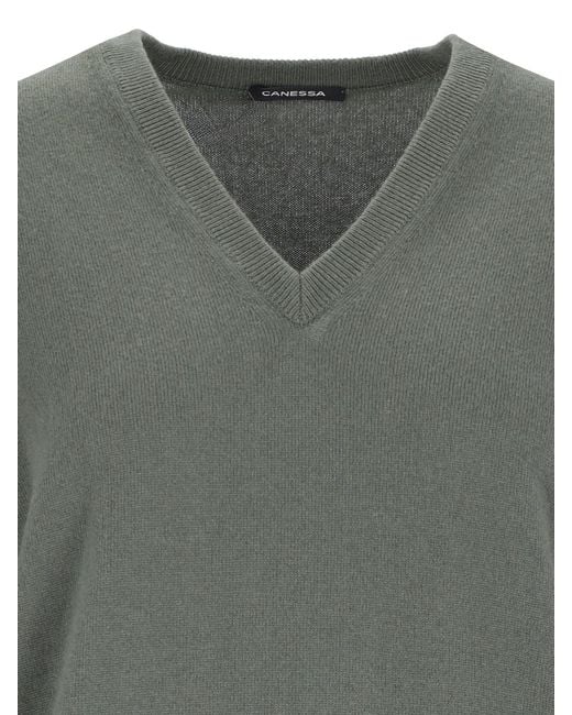 Canessa Gray V-Neck Sweater