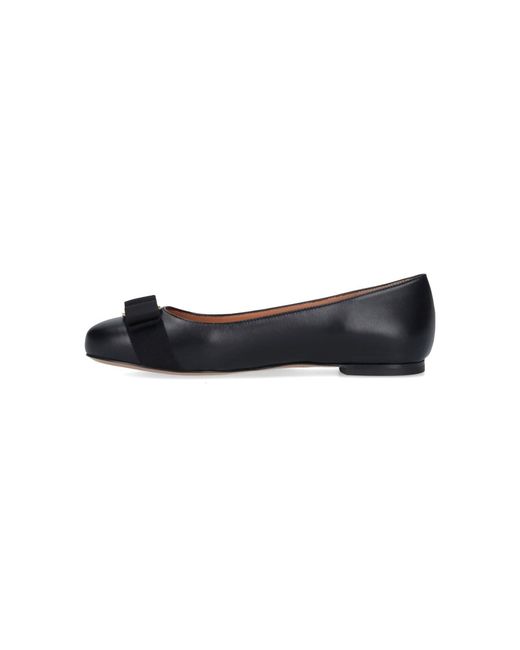 Ferragamo Black Luxury Lamb Leather Flat Shoes