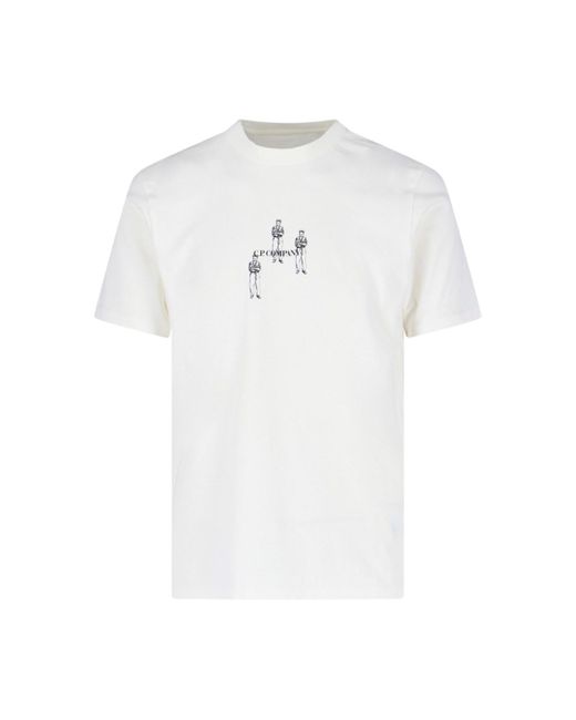 T-Shirt "British Sailor" di C P Company in White da Uomo