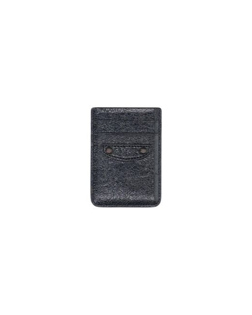 Balenciaga Black Mini Lamb Leather Wallet for men
