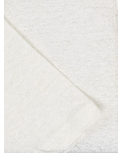 Loro Piana White Linen Polo Shirt for men