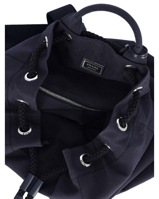 Borsa Secchiello Logo di Prada in Blue da Uomo