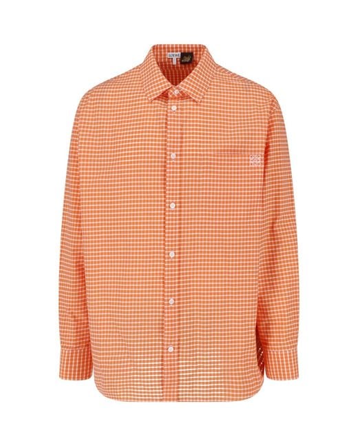 Loewe Orange Checked Cotton Shirt for men