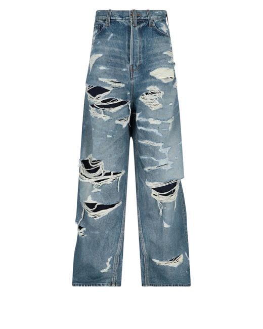 Jeans Strappati Oversize di Balenciaga in Blue