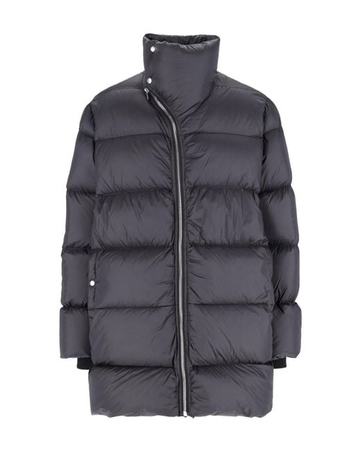 Rick Owens Gray Turtle Long Puffer Jacket for men