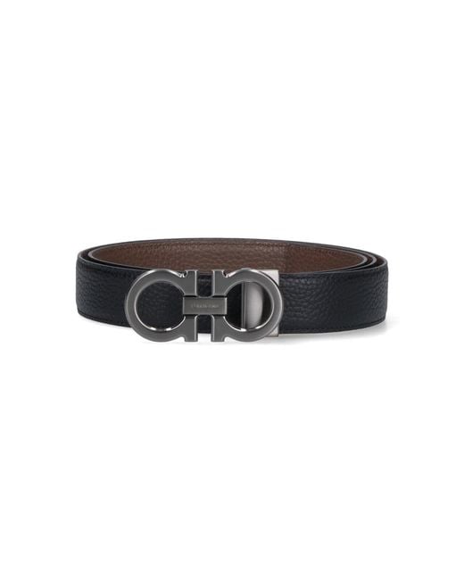 Ferragamo Black Reversible "Gancini" Belt for men