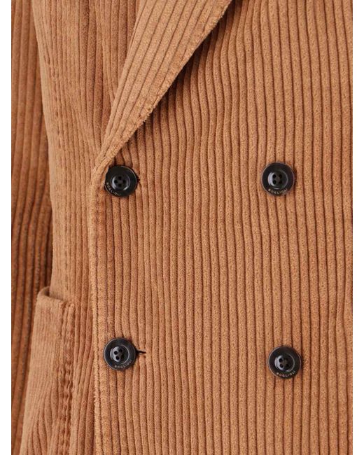 Blazer In Velluto A Coste di Boglioli in Brown da Uomo