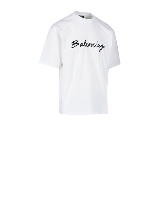 Balenciaga Cotton Logo T-shirt in White 