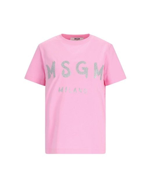 T-Shirt Logo di MSGM in Pink