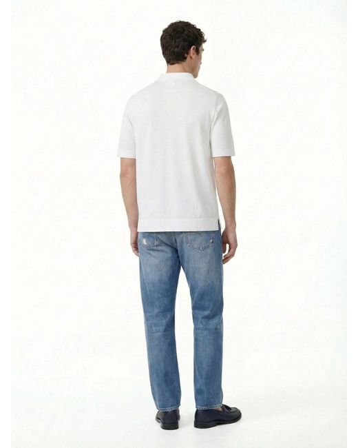 Ballantyne White Cotton Polo for men