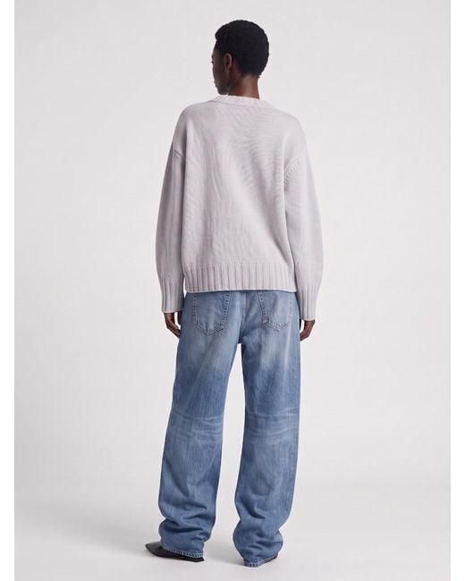 The Attico Gray Asymmetrical Hem Knit Sweater With Ribbed Texture