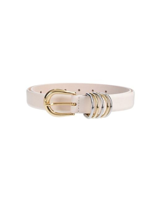 DEHANCHE White Leather Belt "Hollyhock"