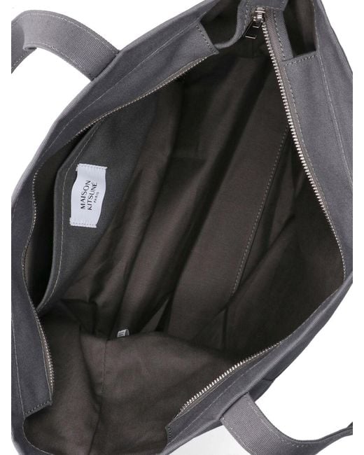 Maison Kitsuné Gray Cotton Tote Bag For for men