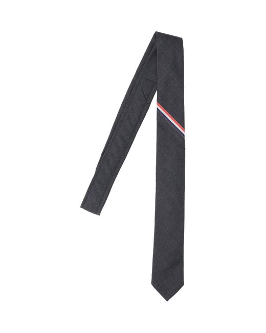 Cravatta Dettaglio Tricolore di Thom Browne in Black da Uomo