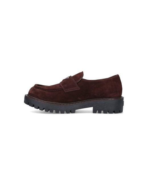 Prada Brown Suede Loafers for men