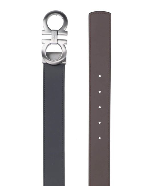 Ferragamo Black Gancini" Reversible Belt for men
