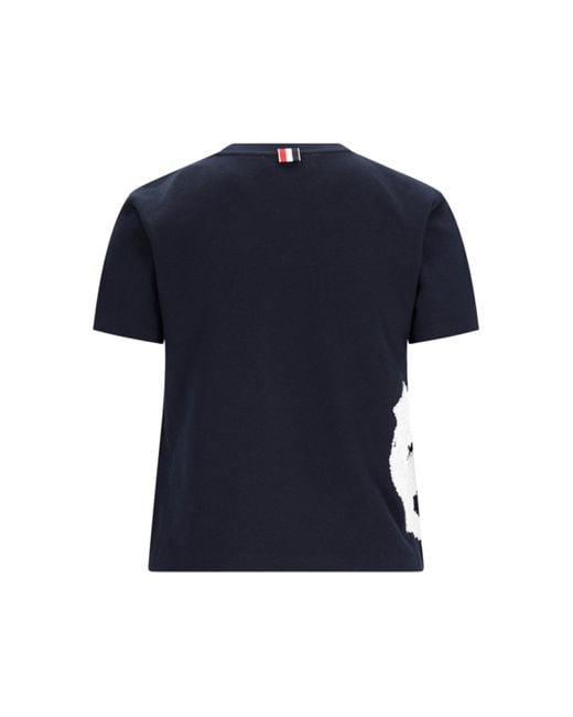 T-Shirt "Embroidery Anchor" di Thom Browne in Blue