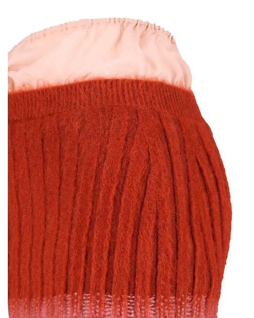 Fendi Red Mohair Blend Skirt