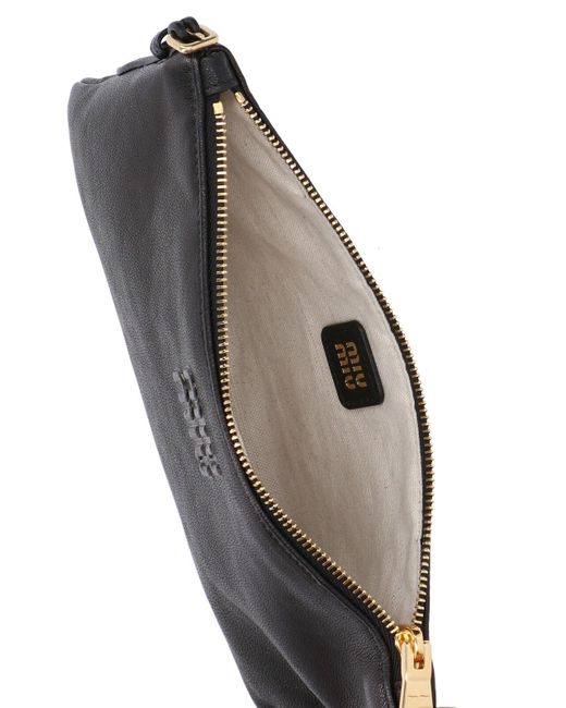 Pouch Mini Logo di Miu Miu in Black