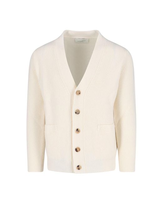 Ballantyne White Ribbed Cardigan for men