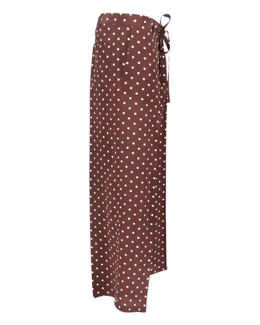 P.A.R.O.S.H. Purple Polka Dot Silk Pants With Bow Detail